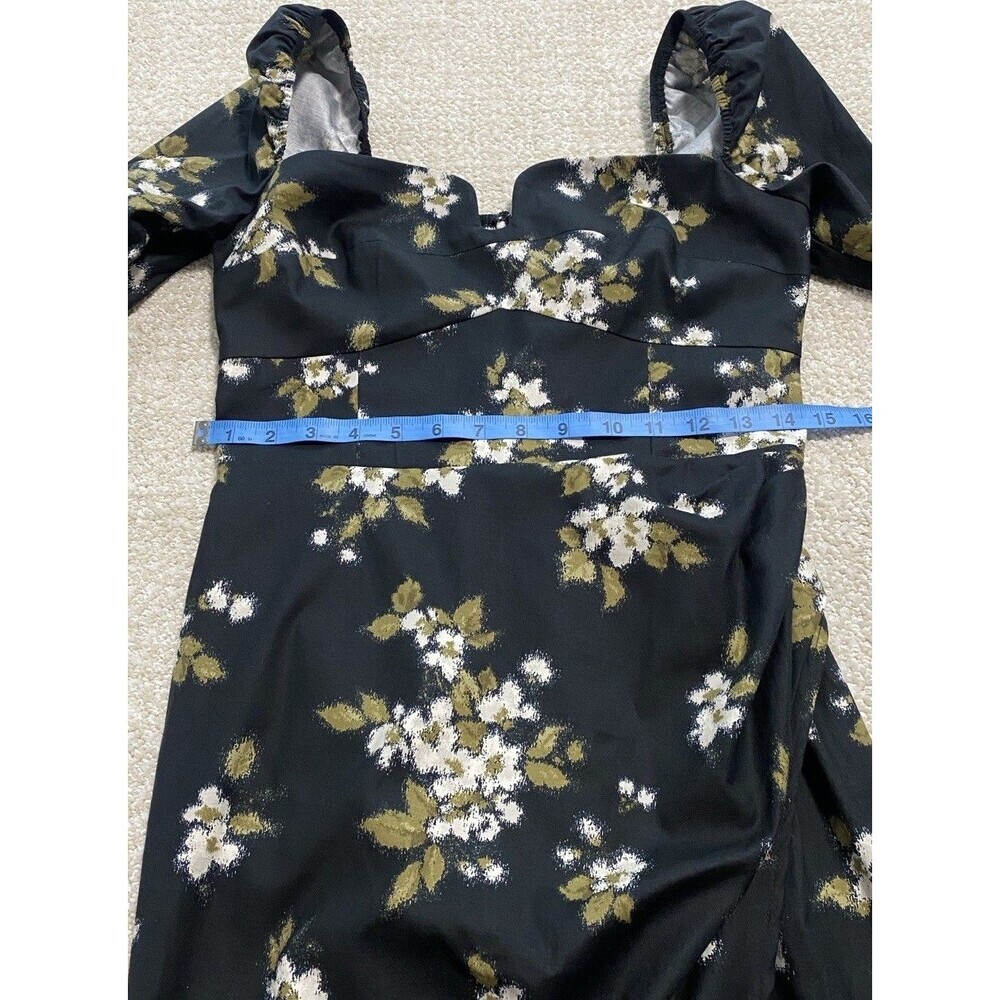 Reformation Floral Sweetheart Neck Midi Dress Long Sleeve Side Slit Size 6 - Picture 16 of 16